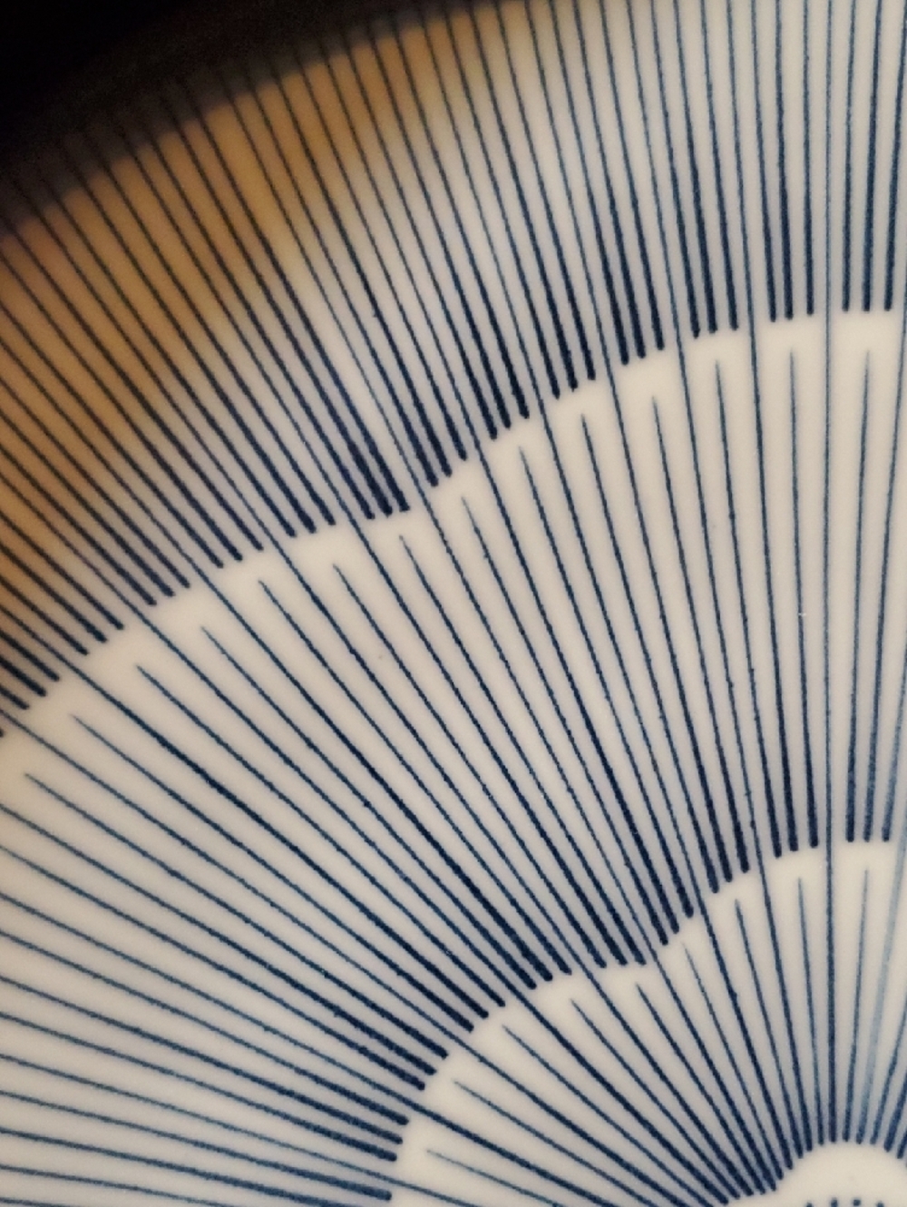 Vintage Blue And White Radiating Lines Serving Bowl - Picture 10 of 12